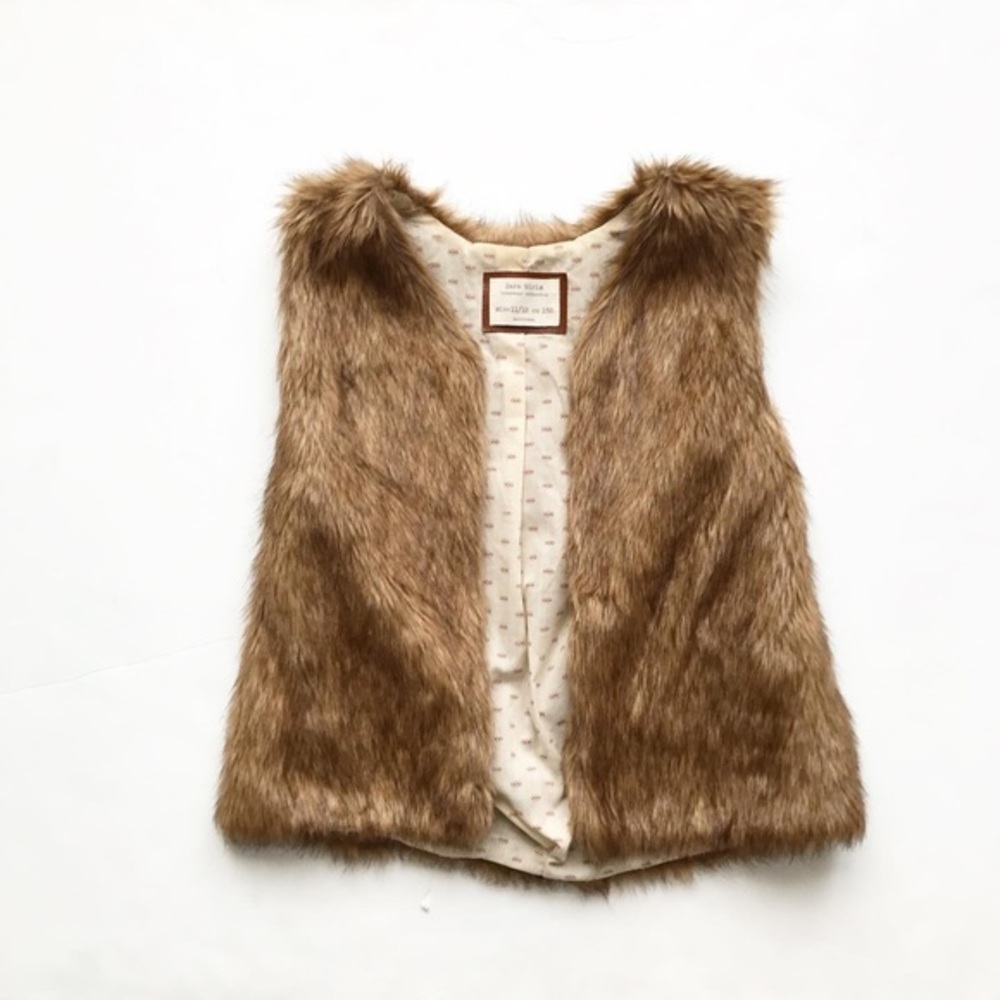 Zara faux fur lined vest VGUC 11-12Y